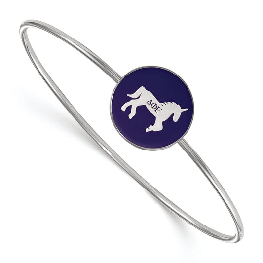 Sterling Silver S. Rh Plated Logoart Delta Phi Epsilon Enameled Slip On Bangle