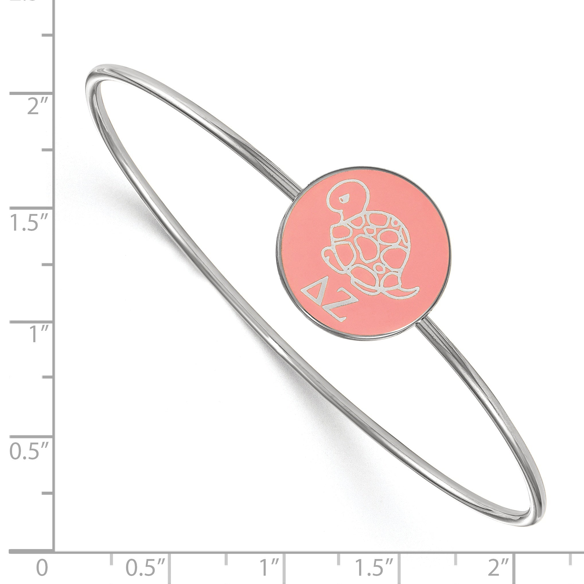 Sterling Silver Rh Plated Logoart Delta Zeta Enameled Slip On Bangle