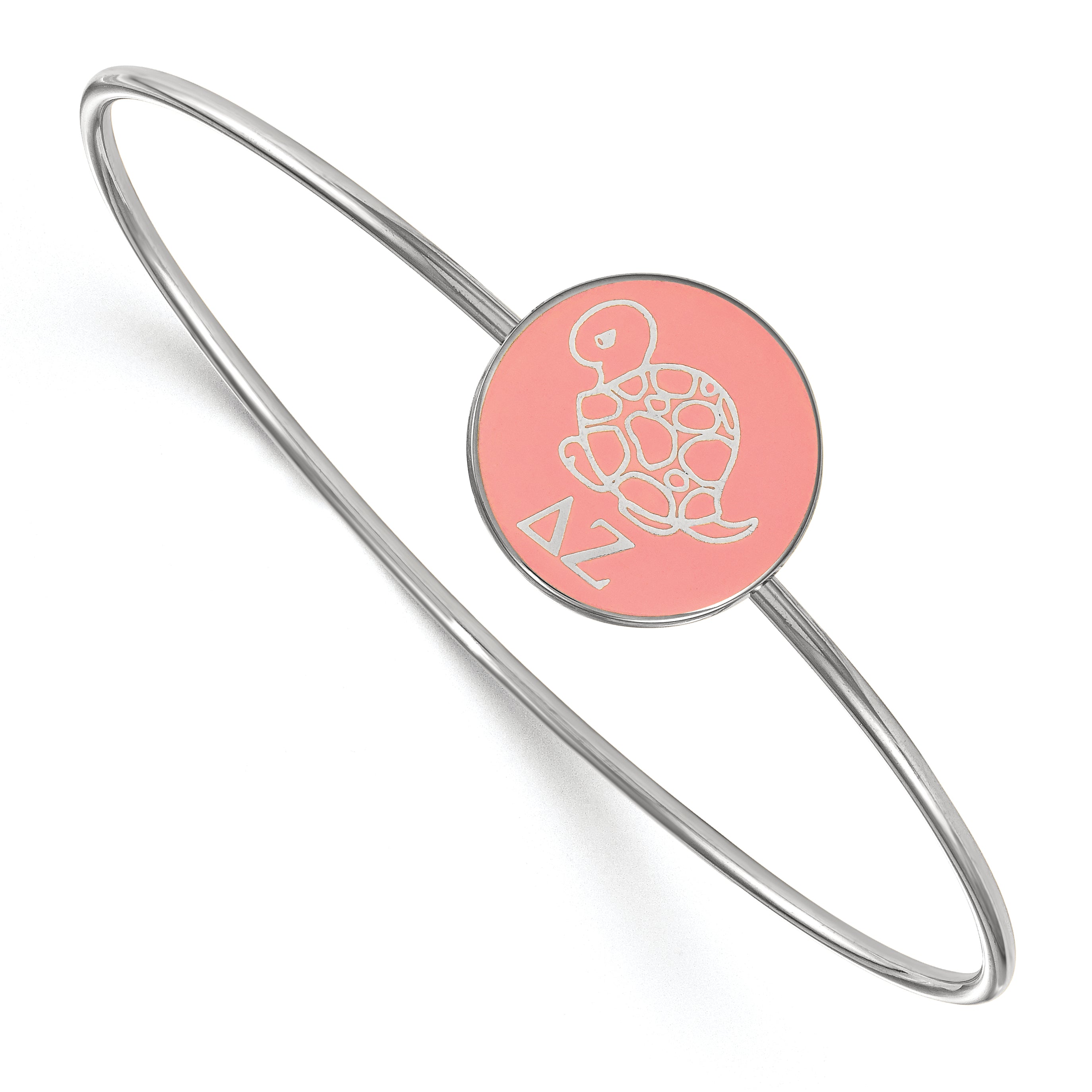 Sterling Silver Rh Plated Logoart Delta Zeta Enameled Slip On Bangle