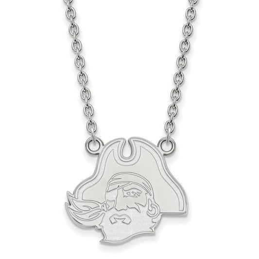 10K White Gold Logoart East Carolina University Pirate Large Pendant 18 Inch Necklace