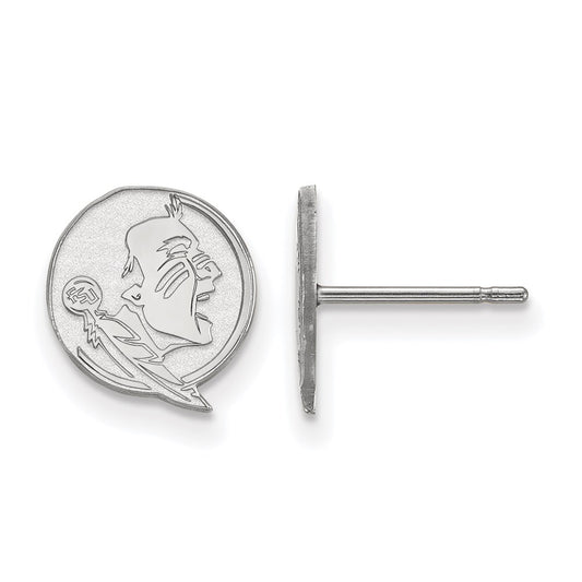 Sterling Silver Rhodium Plated Logoart Florida State University Seminole Extra Small Post Earrings