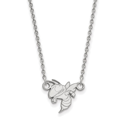 Sterling Silver Rhodium Plated Logoart Georgia Institute Of Technology Yellow Jacket Small Pendant 18 Inch Necklace