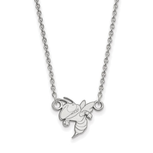 Sterling Silver Rhodium Plated Logoart Georgia Institute Of Technology Yellow Jacket Small Pendant 18 Inch Necklace