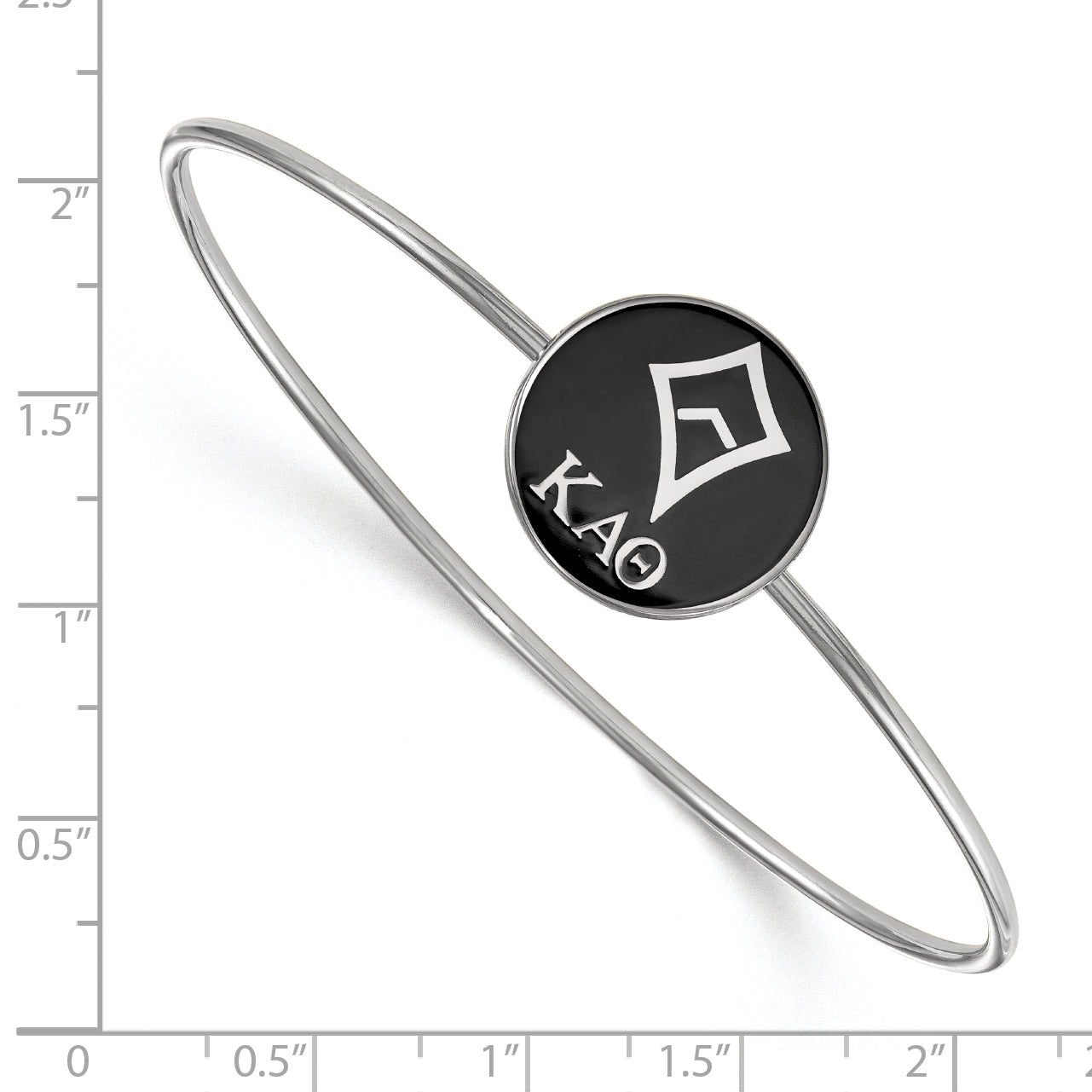 Sterling Silver S. Rh Plated Logoart Kappa Alpha Theta Enameled Slip On Bangle