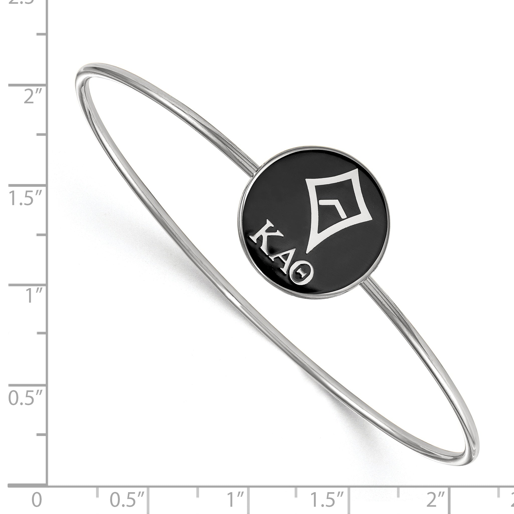 Sterling Silver S. Rh Plated Logoart Kappa Alpha Theta Enameled Slip On Bangle