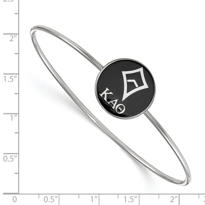 Sterling Silver S. Rh Plated Logoart Kappa Alpha Theta Enameled Slip On Bangle