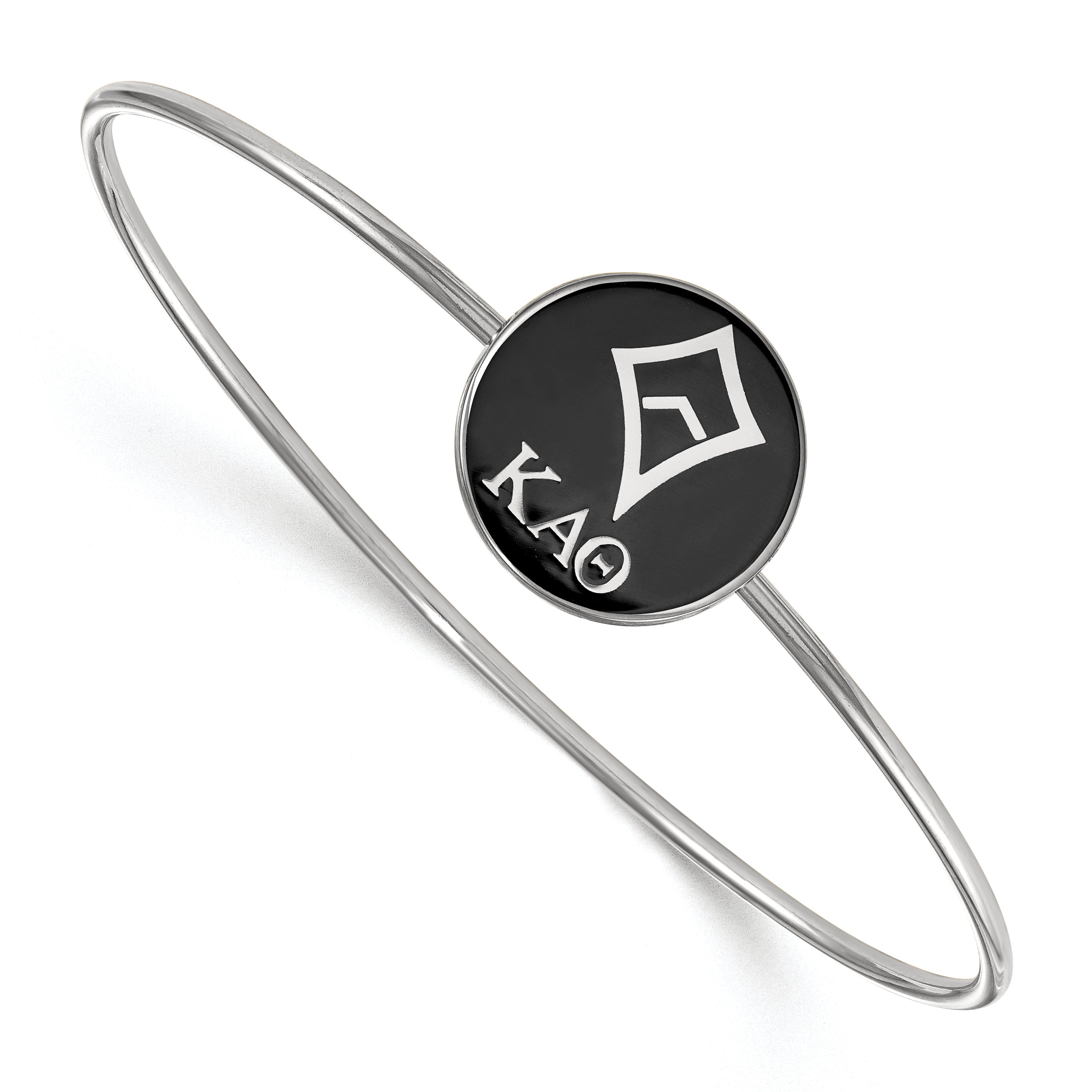Sterling Silver S. Rh Plated Logoart Kappa Alpha Theta Enameled Slip On Bangle
