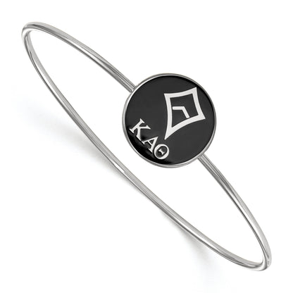 Sterling Silver S. Rh Plated Logoart Kappa Alpha Theta Enameled Slip On Bangle