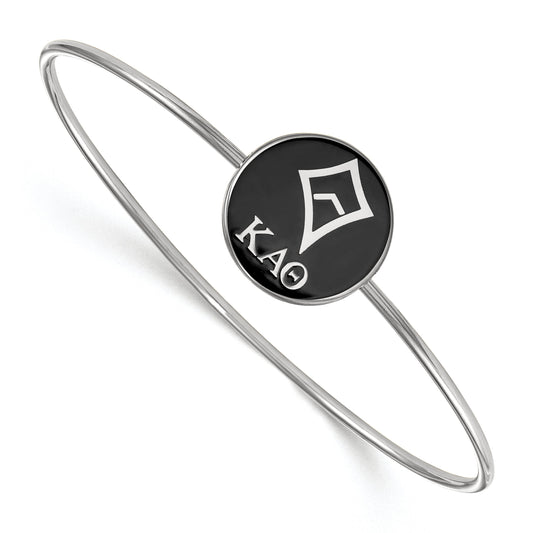 Sterling Silver S. Rh Plated Logoart Kappa Alpha Theta Enameled Slip On Bangle