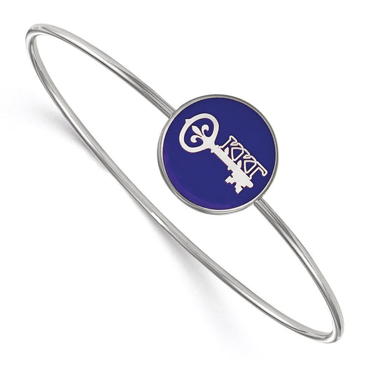 Sterling Silver S. Rh Plated Logoart Kappa Gamma Enameled Slip On Bangle