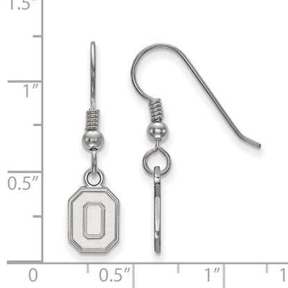 Sterling Silver Rhodium Plated Logoart The Ohio State University Letter O Extra Small Dangle Wire Earrings