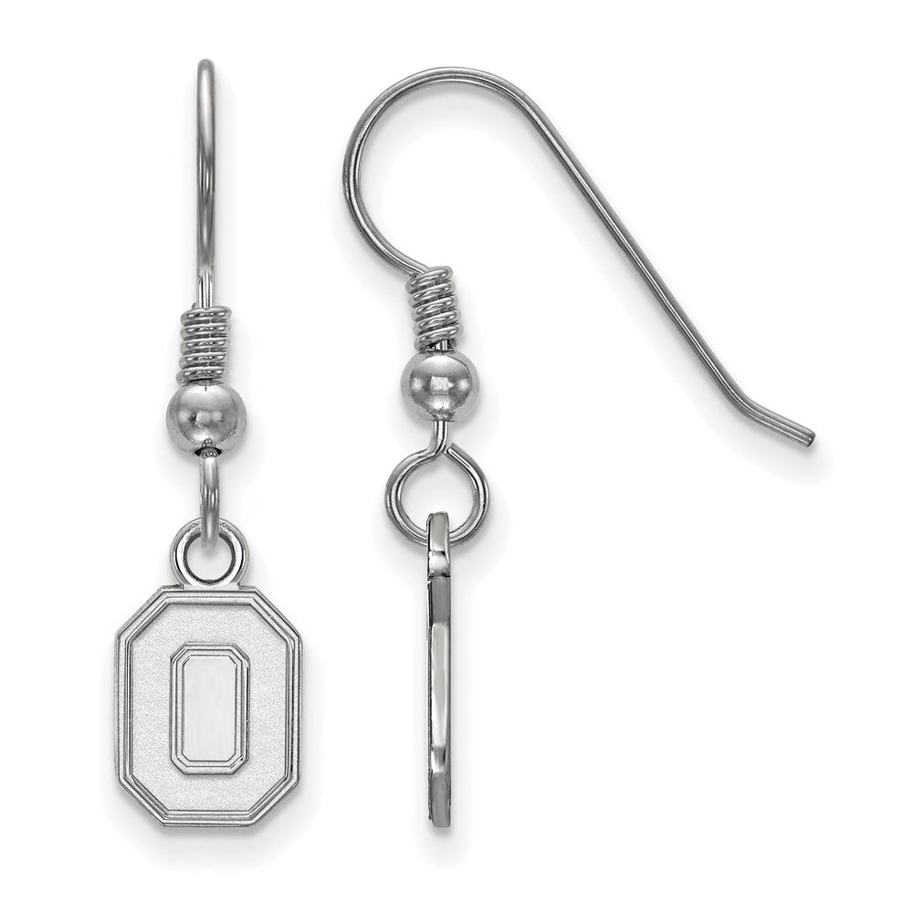 Sterling Silver Rhodium Plated Logoart The Ohio State University Letter O Extra Small Dangle Wire Earrings