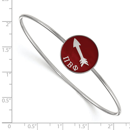 Sterling Silver Rh Plated Logoart Pi Beta Phi Enameled Slip On Bangle