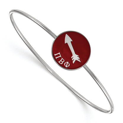 Sterling Silver Rh Plated Logoart Pi Beta Phi Enameled Slip On Bangle