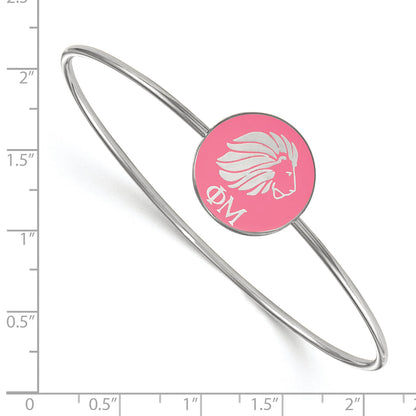 Sterling Silver Rh Plated Logoart Phi Mu Enameled Slip On Bangle