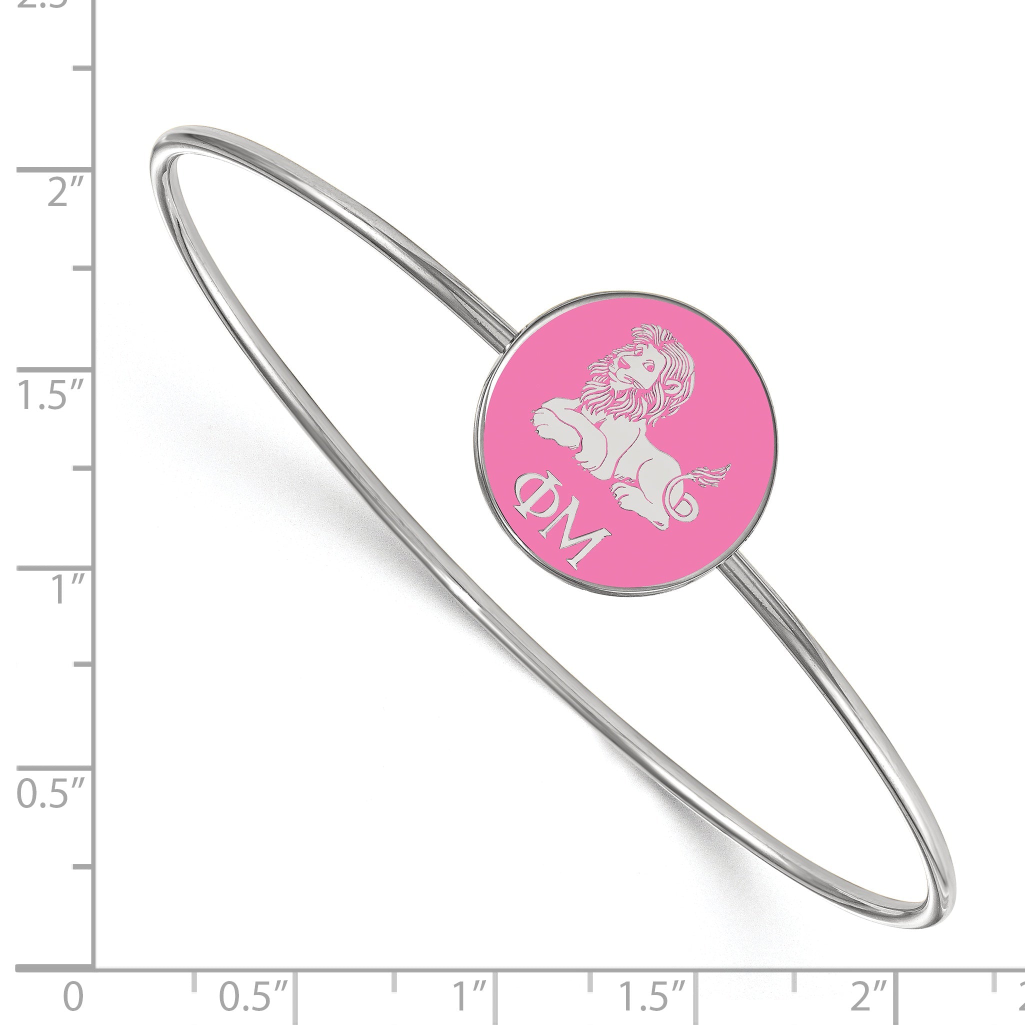 Sterling Silver Rh Plated Logoart Phi Mu Enameled Slip On Bangle