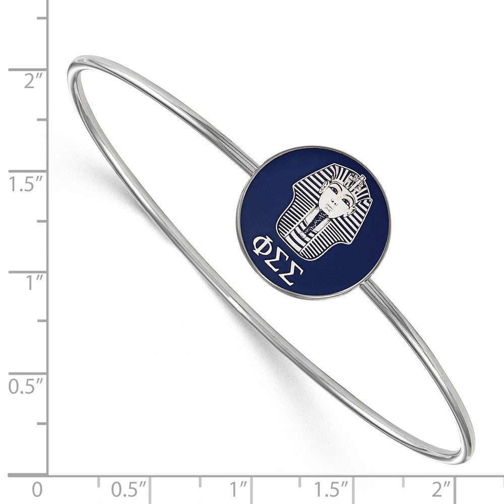 Sterling Silver Rh Plated Logoart Phi Sigma Enameled Slip On Bangle