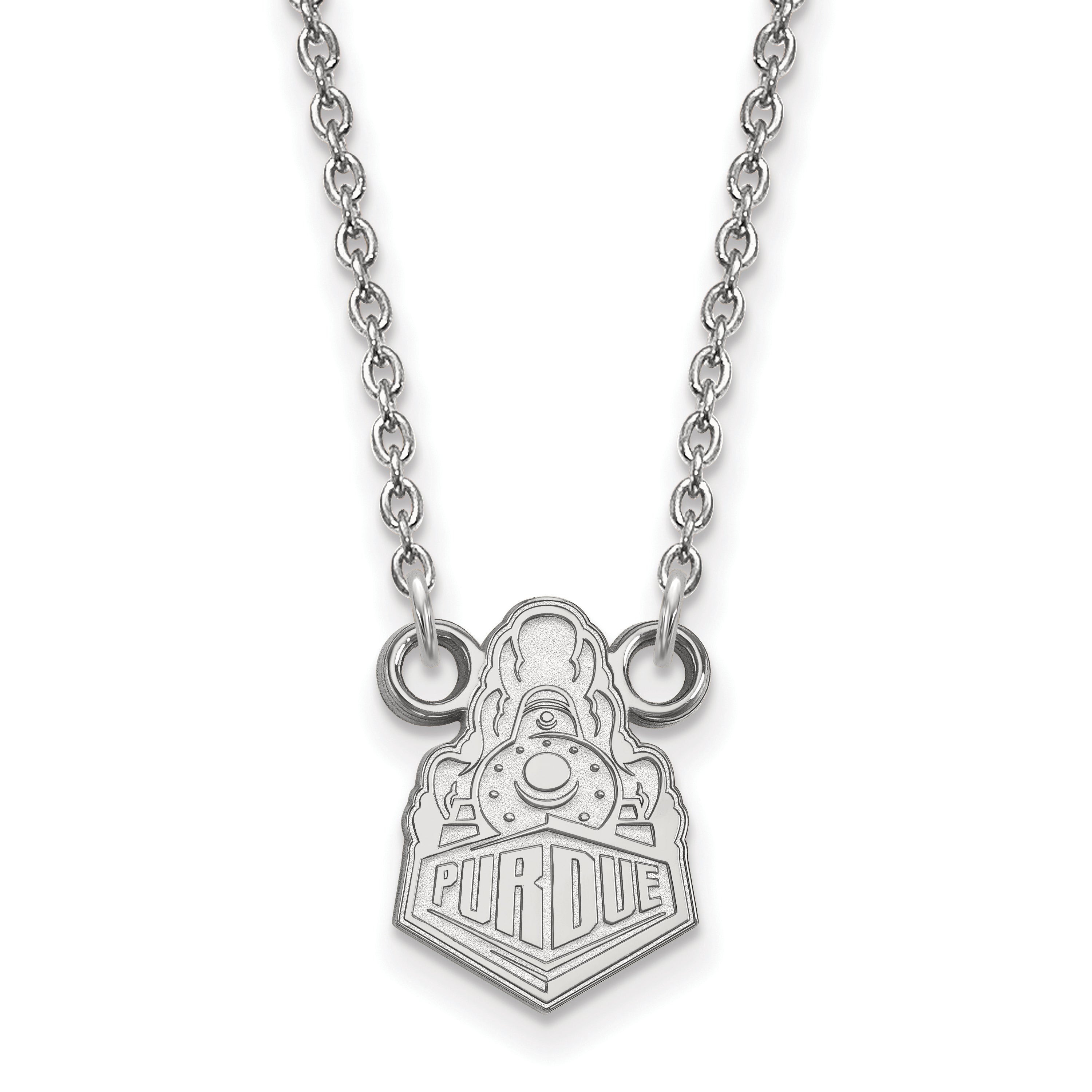 Sterling Silver Rhodium Plated Logoart Purdue University Boilermakers Train Logo Small Pendant 18 Inch Necklace