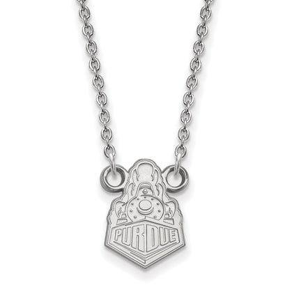 Sterling Silver Rhodium Plated Logoart Purdue University Boilermakers Train Logo Small Pendant 18 Inch Necklace