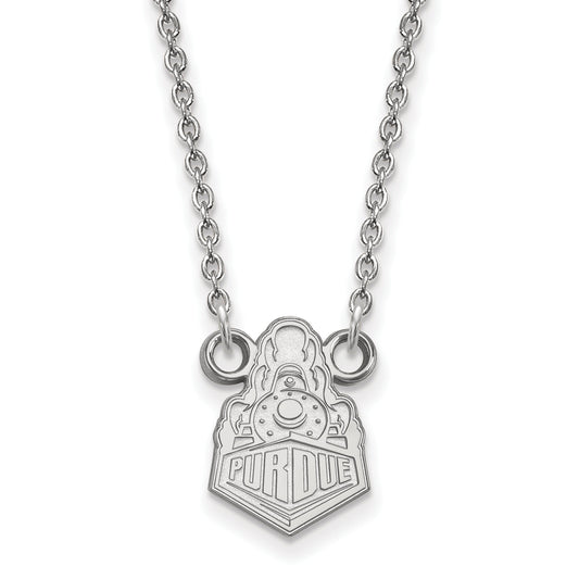 Sterling Silver Rhodium Plated Logoart Purdue University Boilermakers Train Logo Small Pendant 18 Inch Necklace
