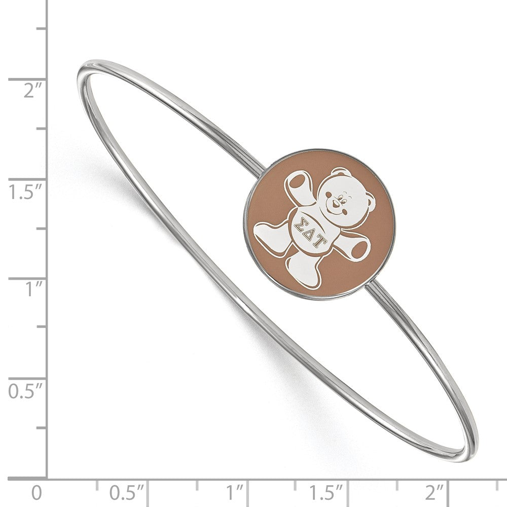 Sterling Silver Rh Plated Logoart Sigma Delta Tau Enameled Slip On Bangle