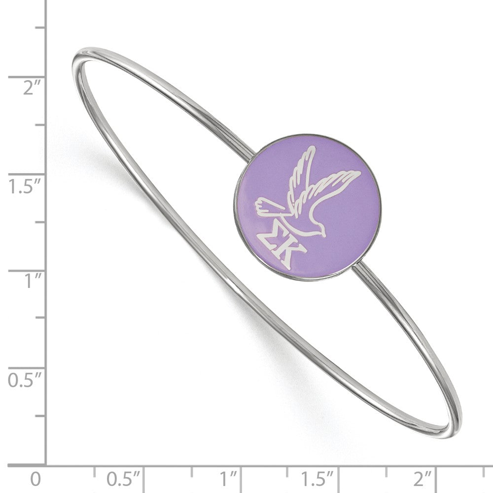 Sterling Silver Rh Plated Logoart Sigma Kappa Enameled Slip On Bangle