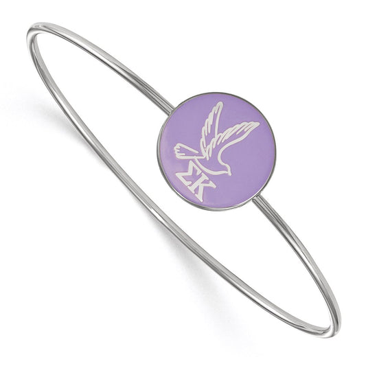 Sterling Silver Rh Plated Logoart Sigma Kappa Enameled Slip On Bangle
