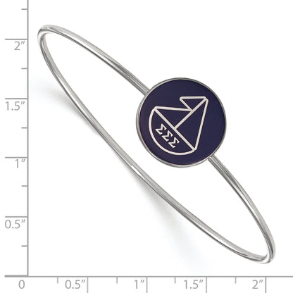 Sterling Silver S. Rh Plated Logoart Sigma Enameled Slip On Bangle