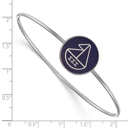 Sterling Silver S. Rh Plated Logoart Sigma Enameled Slip On Bangle