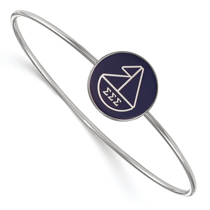Sterling Silver S. Rh Plated Logoart Sigma Enameled Slip On Bangle