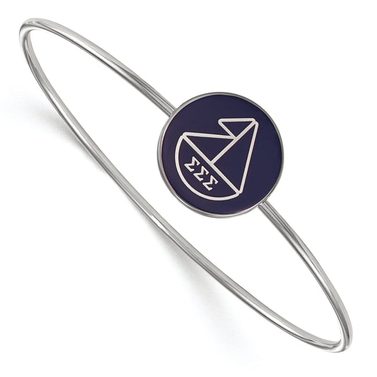Sterling Silver S. Rh Plated Logoart Sigma Enameled Slip On Bangle