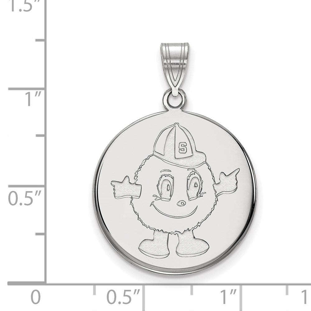 Sterling Silver Rhodium Plated Logoart Syracuse University Mascot Large Disc Pendant