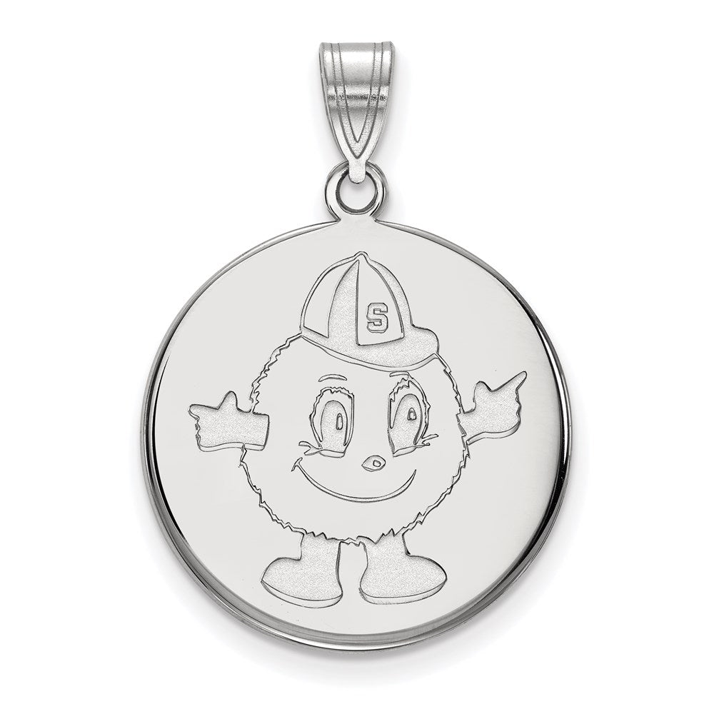 Sterling Silver Rhodium Plated Logoart Syracuse University Mascot Large Disc Pendant