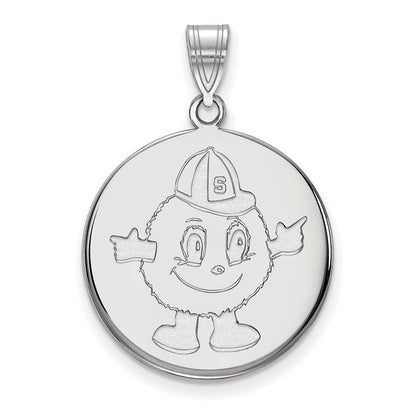 Sterling Silver Rhodium Plated Logoart Syracuse University Mascot Large Disc Pendant