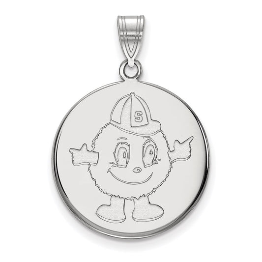 Sterling Silver Rhodium Plated Logoart Syracuse University Mascot Large Disc Pendant