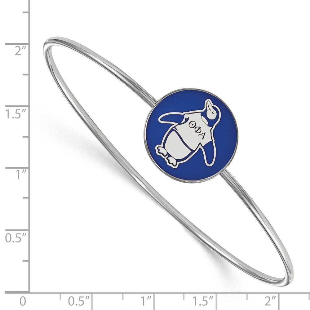 Sterling Silver Rh Plated Logoart Theta Phi Alpha Enameled Slip On Bangle