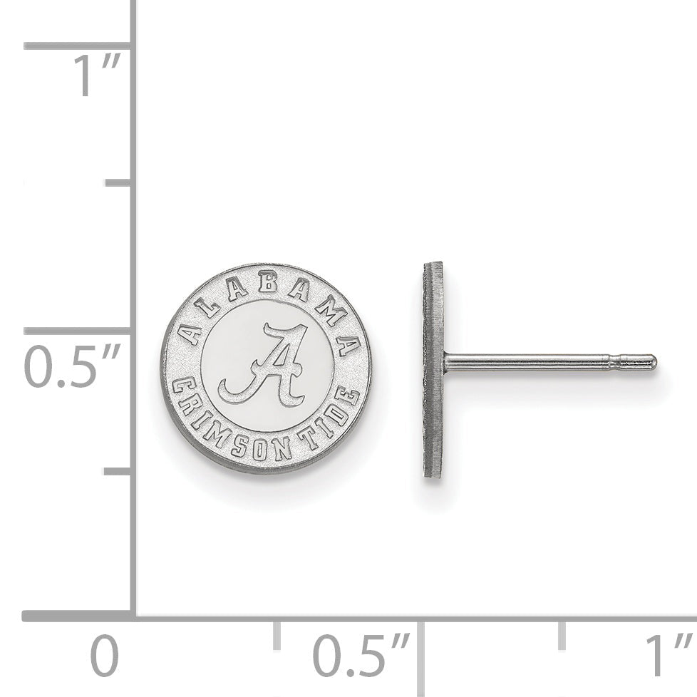 Sterling Silver Rhodium Plated Logoart University Of Alabama Crimson Tide Extra Small Post Earrings