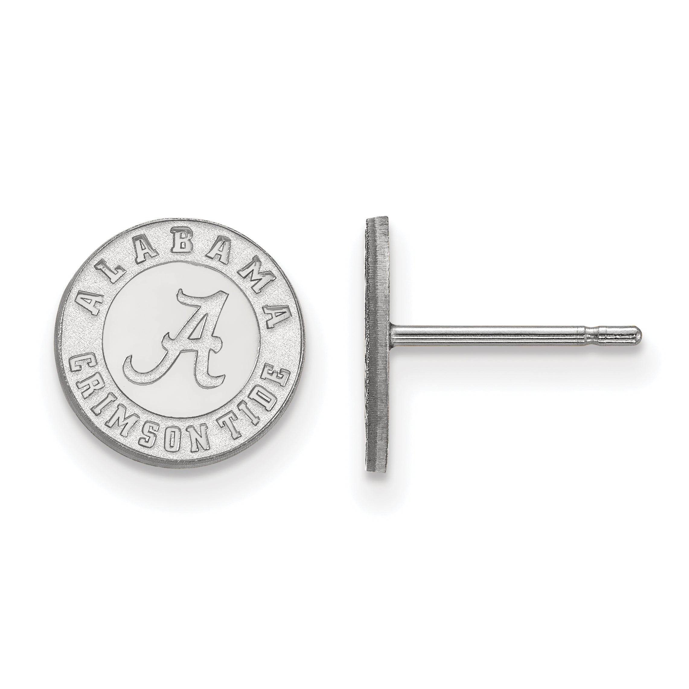 Sterling Silver Rhodium Plated Logoart University Of Alabama Crimson Tide Extra Small Post Earrings