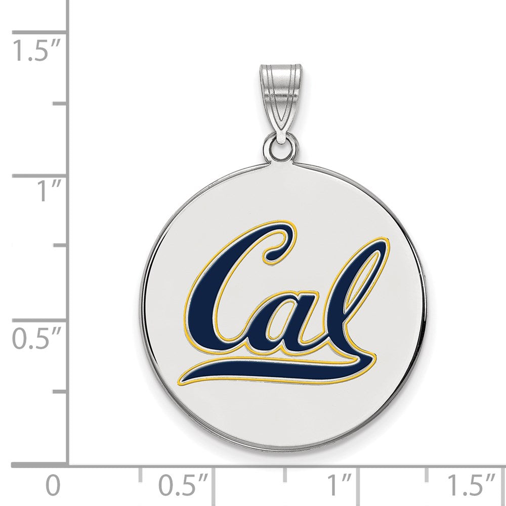 Sterling Silver Rhodium Plated Logoart University Of California Berkeley Extra Large Enameled Disc Pendant