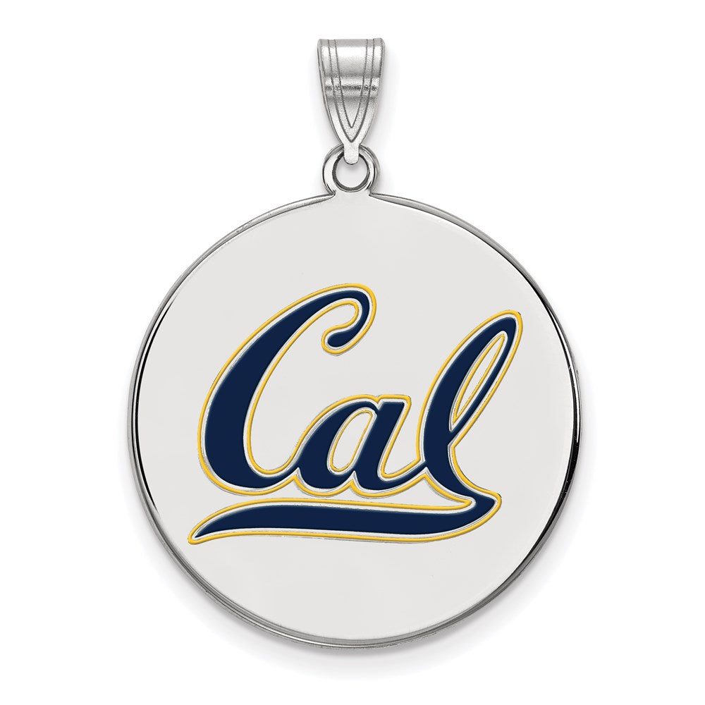 Sterling Silver Rhodium Plated Logoart University Of California Berkeley Extra Large Enameled Disc Pendant