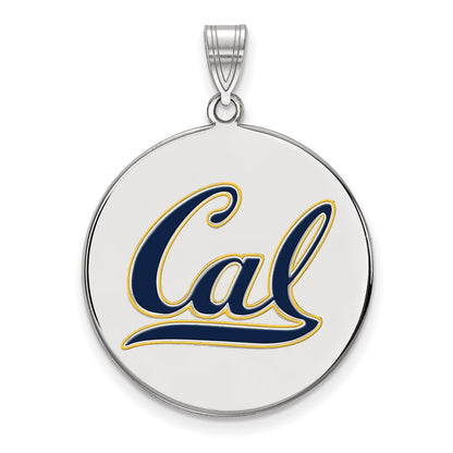 Sterling Silver Rhodium Plated Logoart University Of California Berkeley Extra Large Enameled Disc Pendant