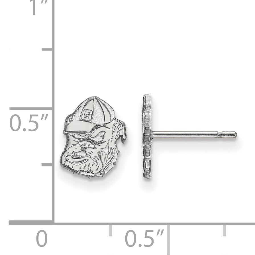 Sterling Silver Rhodium Plated Logoart University Of Georgia Bulldog Extra Small Post Earrings