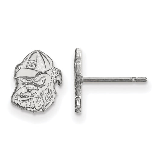 14K White Gold Logoart University Of Georgia Bulldog Extra Small Post Earrings