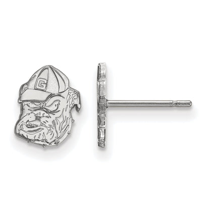 Sterling Silver Rhodium Plated Logoart University Of Georgia Bulldog Extra Small Post Earrings