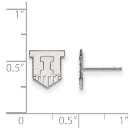 14K White Gold Logoart University Of Illinois Victory Badge Extra Small Post Earrings