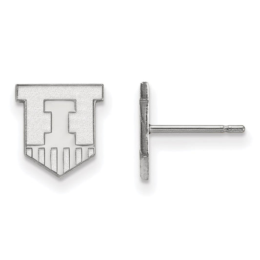 14K White Gold Logoart University Of Illinois Victory Badge Extra Small Post Earrings