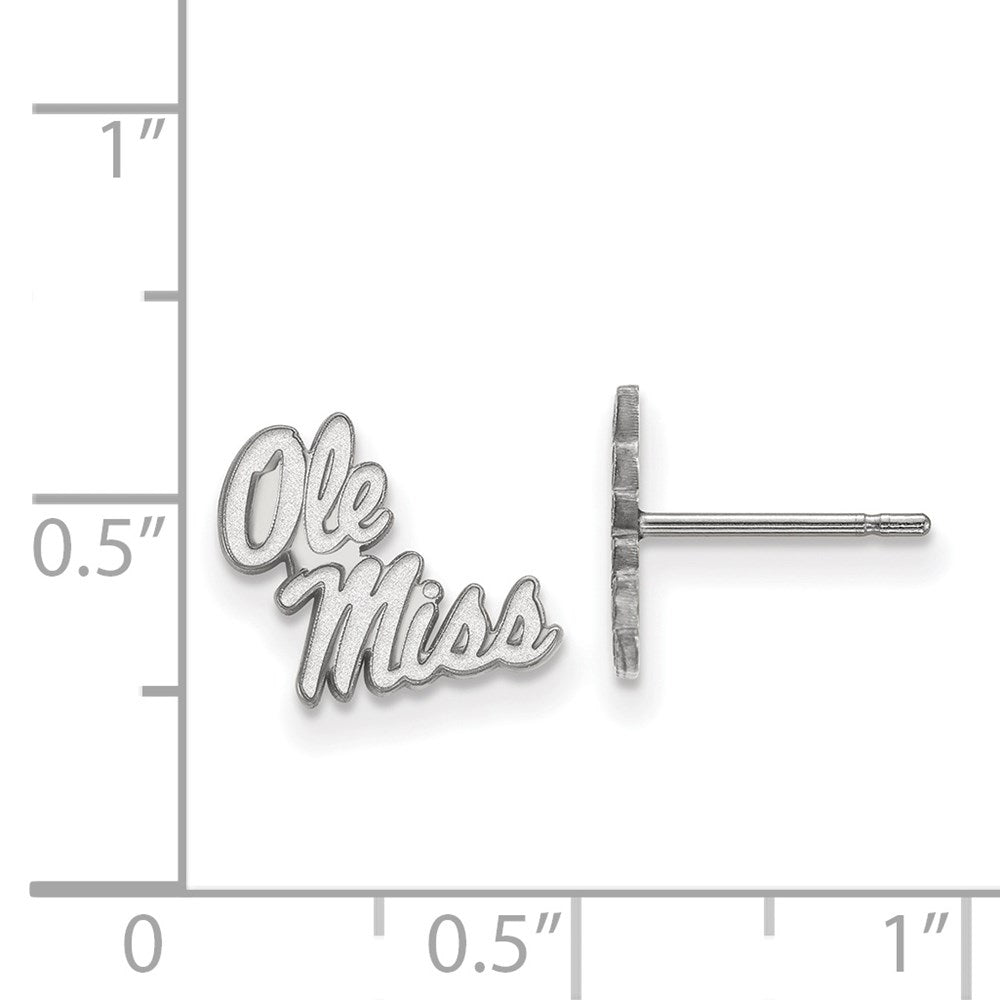 Sterling Silver Rhodium Plated Logoart University Of Mississippi Ole Miss Extra Small Post Earrings