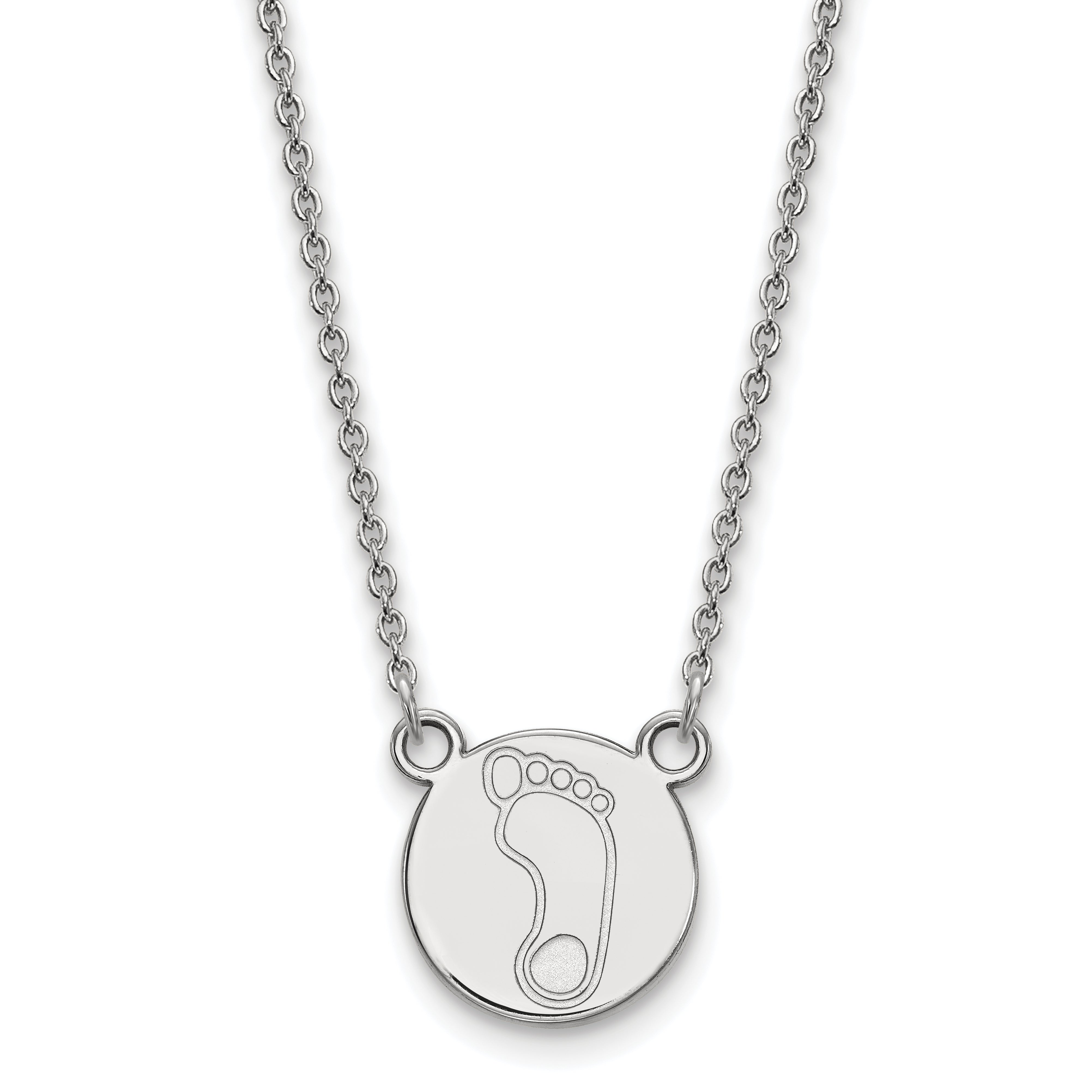 Sterling Silver Rhodium Plated Logoart University Of North Carolina Tar Heel Small Disc Pendant 18 Inch Necklace