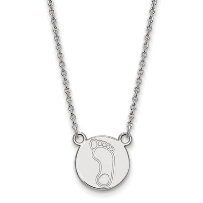 Sterling Silver Rhodium Plated Logoart University Of North Carolina Tar Heel Small Disc Pendant 18 Inch Necklace