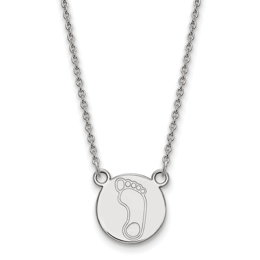 Sterling Silver Rhodium Plated Logoart University Of North Carolina Tar Heel Small Disc Pendant 18 Inch Necklace